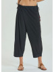 Adjustable Waist Black Women's Summer Trousers with Rope Detail 4583
